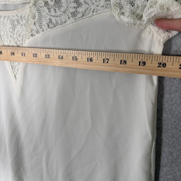 90s Express Top Medium Cream Lace Sheer Coquette Romantic Feminine Delicate - Picture 6 of 9